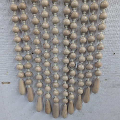 Vintage Japanese Wooden Beaded Curtain Beige Retro Noren 85x120cm Showa Retro - Picture 7 of 11