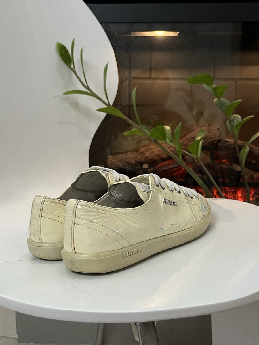 🔥00's Prada Painted Thrashed Vintage Y2k Sneakers Americas Cup