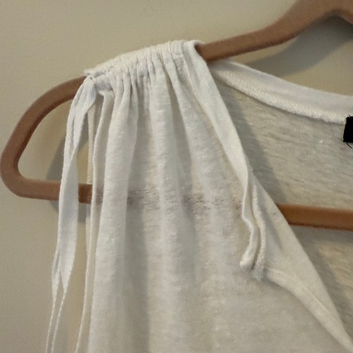 Sanctuary White Linen Blend V Neck Sleeveless Tie Shoulder Tank Top - Picture 3 of 7