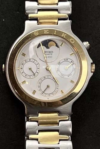 Vintage 1988 SEIKO SQ 100 Triple Calendar Moon Phase Men’s 37mm Quartz Watch - Picture 3 of 12