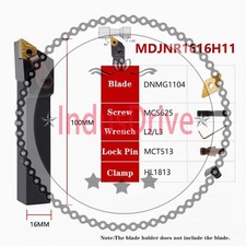 16MM MDJNR1616H11 93° CNC Indexable Carbide Turning Tool Holder for DNMG11 Blade