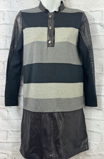 Kate & Grace Jumper Jersey Shift Dress Grey Striped Fits Size 10 Grannycore