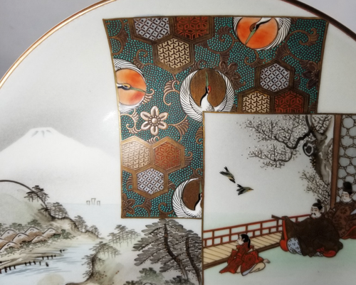 Very Fine Japan Japanese Kutani Polychrome Porcelain Plate Signed ca. 20th c. - Picture 16 of 24
