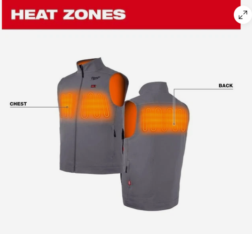 Milwaukee M12 Toughshell Men's Heated Vest - Gray (304G20M) - Picture 3 of 3