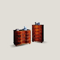 Italienische Holz MöBel Design Luxus Kommode Schrank 4 Schubladen Braun Anrichte