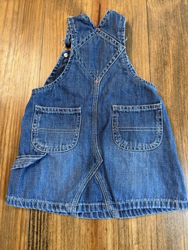 Baby Gap 6-12 Months Infant Girl's Pocketed Adjustable Denim Overall Dress Blue - Picture 7 of 9