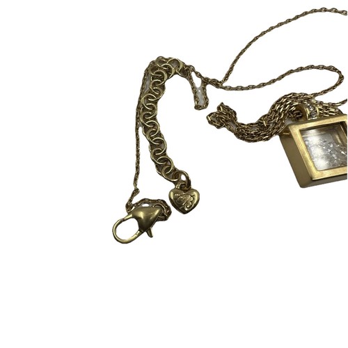 BRIGHTON Gold Tone Long Necklace Floating Crystal Locket Pendant Rare - Picture 7 of 7