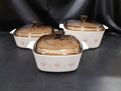 Corning Ware 6 Piece Set FOREVER YOURS 1.5L, 2L, 3L Set w/ Amber Lids