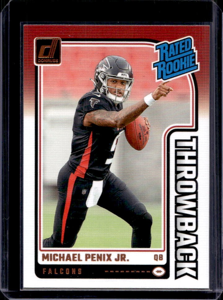 2024 Donruss Michael Penix Jr Rated Rookie Throwback #3 Falcons