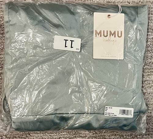 Show Me Your Mumu Faith Maxi Bridesmaid Formal Dress Silver Sage Satin NWT XXL - Picture 3 of 5