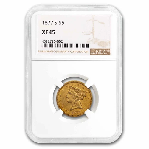1877-S $5 Liberty Gold Half Eagle XF-45 NGC