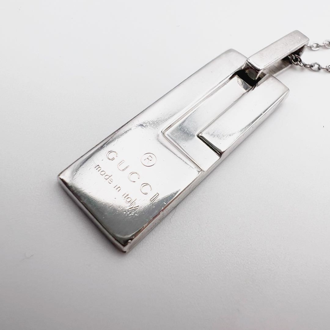 GUCCI LOGO PLATE DESIGN SILVER NECKLACE/グッチロゴプレート