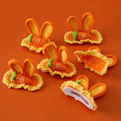 Carrot Rabbit Ears Hair Slide Crocheted Hair Clip Versatile Hairpin Decorations - Picture 7 of 8