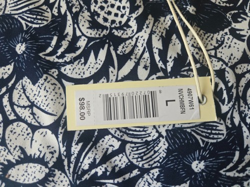 Max Studio Stretchy Shift Dress Navy & White Floral Women's Size L NEW - Picture 6 of 8