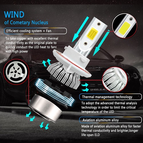 9008 H13 LED Headlights For GMC Yukon XL 2500 2007-2013 High Low Beam White - Picture 4 of 11