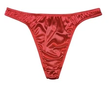 Second Skin Satin Thong Red L