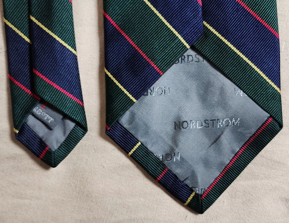 VTG Robert Talbott Nordstrom Green Blue Silk Handmade in USA - Image 3 of 4