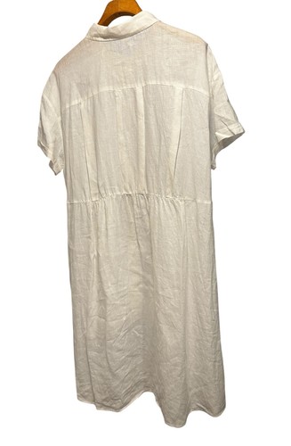 Eileen Fisher Irish Linen Tunic Shirt Dress Sz Large White Button Front High Low - Picture 2 of 7