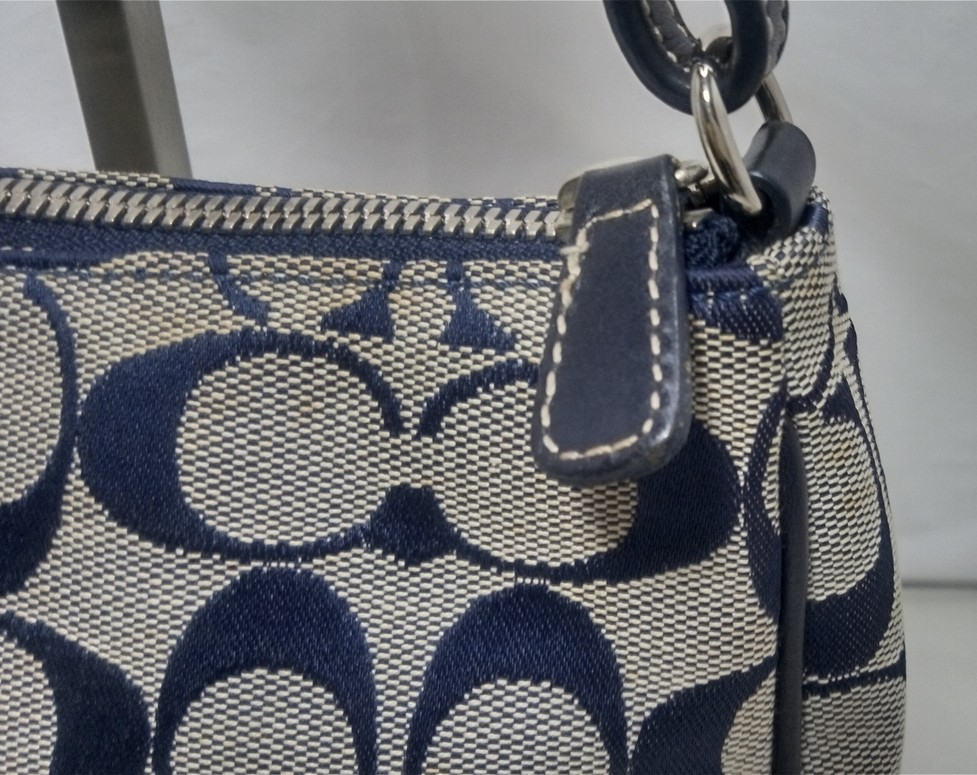 Coach 6094 Signature Demi mini Pouch Bag Canvas Leather Black Used