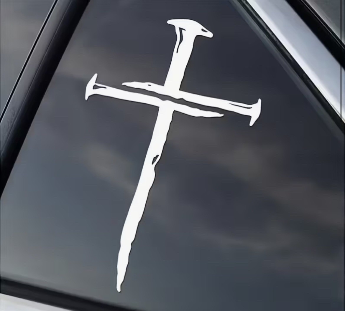 Nail Cross Car Sticker - Christian Vinyl Decal for car truck laptop bumper 