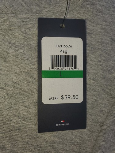 Tommy Hilfiger T-Shirt New Women's Size Large Heather Gray Logo Cotton - Picture 4 of 9