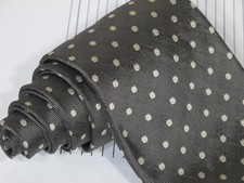 Polo Ralph Lauren Silver Gray Polka Dot Silk Tie Hand Made in Italy 57 x 3 3/4