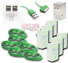 6X 4 USB PORT WALL ADAPTER+10FT CABLE POWER CHARGER GREEN FOR IPHONE IPOD IPAD