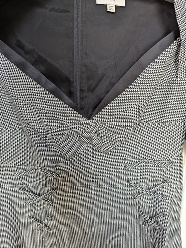 Karen Millen Size UK 12 VINTAGE GREY CORSET STYLE DOGTOOTH WIGGLE DRESS - Picture 14 of 20