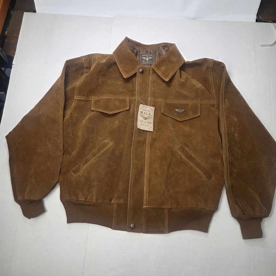 Reportage R.G.A. Made in Italy Bomber XL Brown Suede Corduroy Style Full Zip  - Image 2 of 4