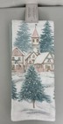 Cupcakes & Cashmere Set of 3 Kitchen Towels Christmas Village Theme Pink & Green