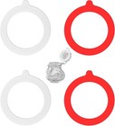4 Pcs Rubber Seals for Glass Jars, 3.75" Silicone Replacement White + Red