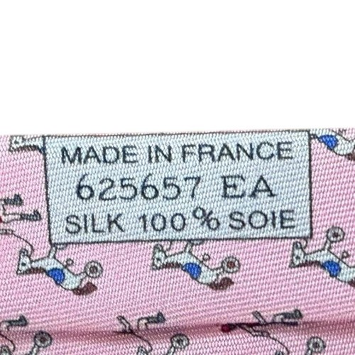 Corbata HERMES Rojo Rosa Seda Logo vendedor de Japón N0213 37 Hecha en Francia - Imagen 5 de 5