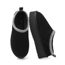 Women's Platform Slippers Thick Sole Suede Warm Faux Fur House Shoes Mules