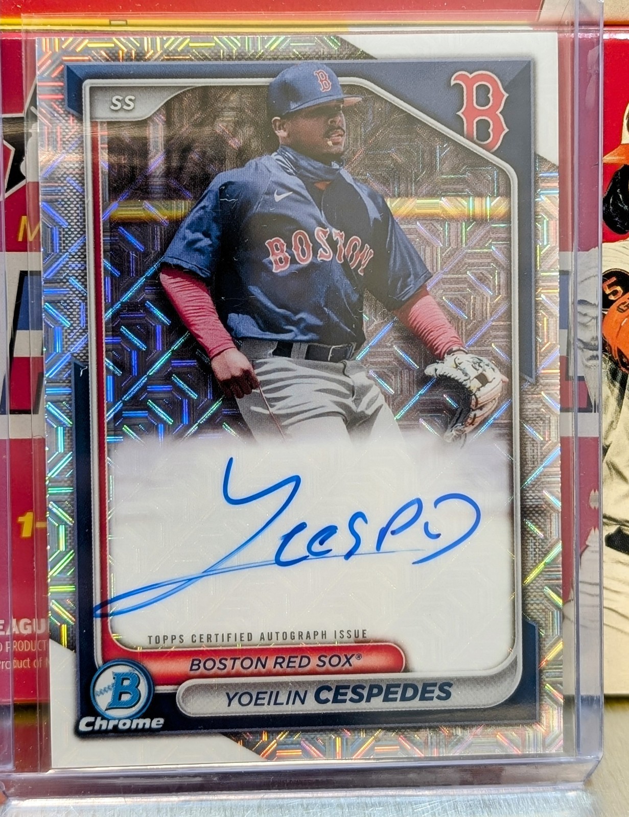 2024 Bowman Chrome Yoeilin Cespedes Mega Mojo Refractor Auto #BMA-YC Red Sox