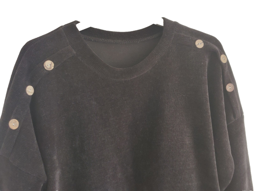 "Made in Italy" Damen schöner schwarzer Velour Pullover Tunika Oberteil - GR. 2XL - Bild 2 von 7