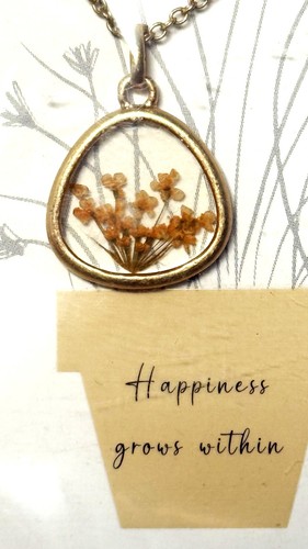 New -  Bellissima Queen Anne's Lace 14K Gold Orange Dipped Necklace - Picture 2 of 4