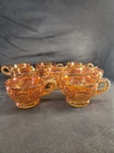 Vintage Indiana Glass Marigold Carnival Glass Punch Cups Harvest Iridescent Set