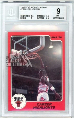 Michael Jordan 1986-87 Star Basketball Career Highlights Rookie Card #7 BGS 9