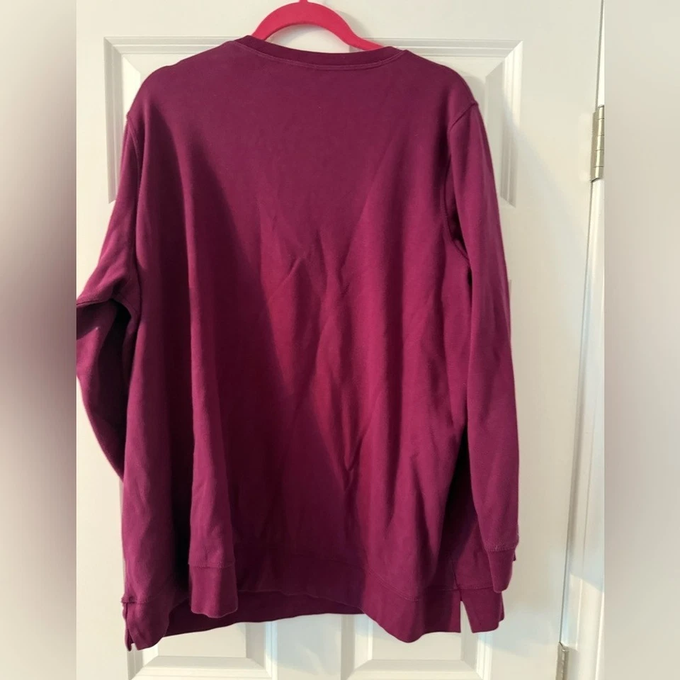 Lands' End | Moletom Pulôver Magenta Plus Size Manga Longa | Tamanho 2X - Imagem 2 de 4