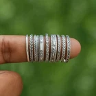 Vintage Boho Silver Stacking Rings Set – Handmade Oxidized Tribal Band ,All Size