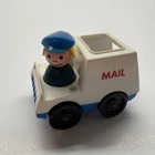 Vintage Fisher Price Little People Mail Truck with Wood Mail Lady 1986