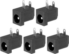 PATIKIL 5.5x2.5mm DC Power Connector, 5 Pack 3 Pin PCB Mounting Female Black