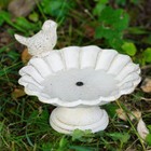 Cast Iron Bird Bath White Finish Feeder Garden Ornament Metal Decoration Outdoor