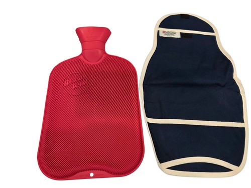 Haffenden British Warm Rubber Hot Water Bottle w/ Stopper & Soft Cover Red - Picture 1 of 7