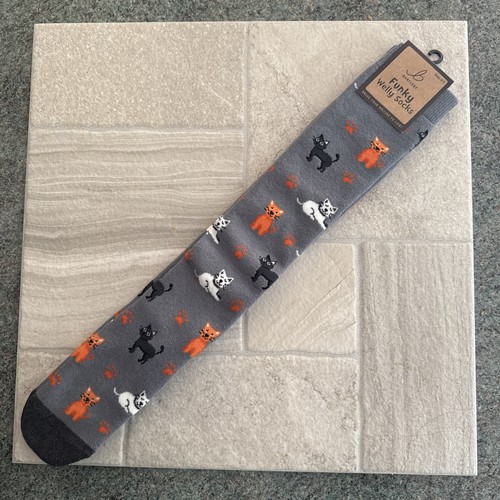 Ladies Bartleby Socks Funky Welly Socks Knee Length Cat Print Cotton Size 4-7 - Picture 14 of 19