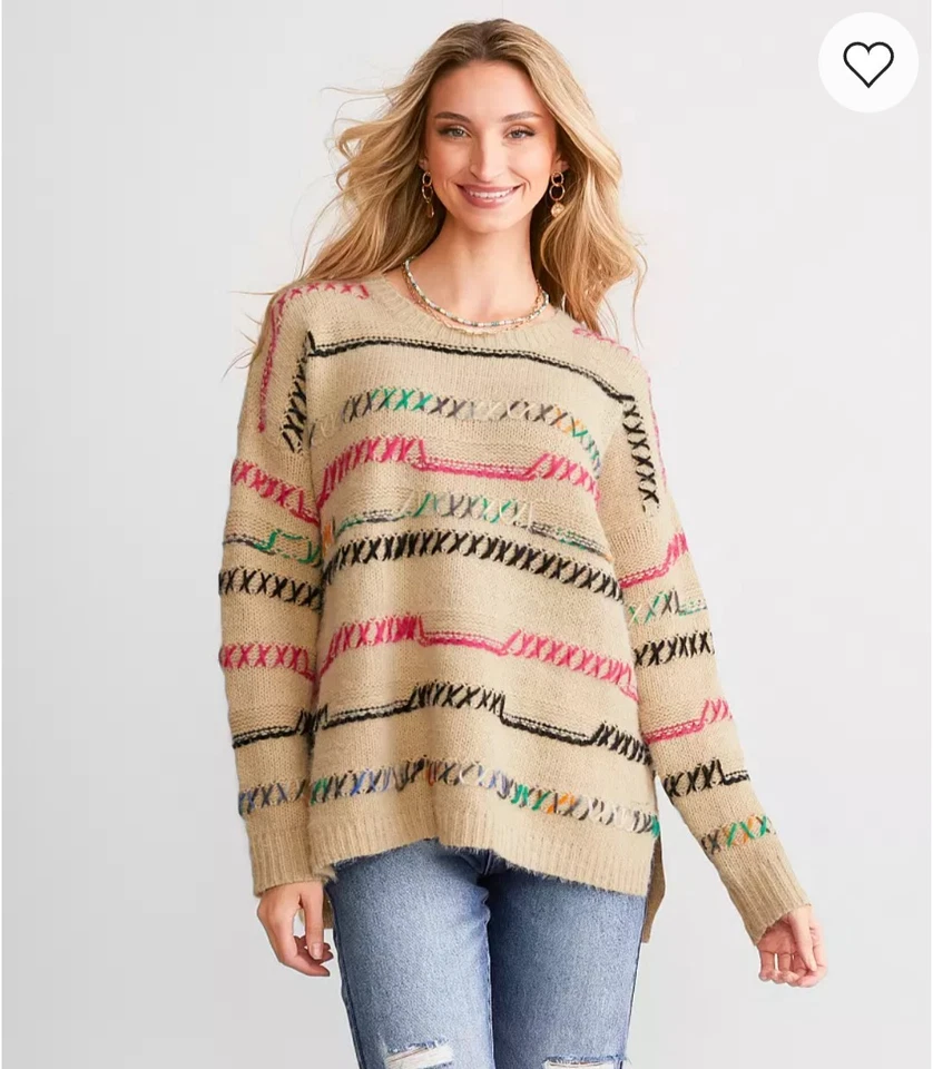 Suéter Willow & Root exclusivo para mujer multi puntada de gran tamaño crema pops pequeño Foto 2 de 4