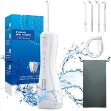 Cordless Water Dental Flosser Oral Irrigator Teeth Cleaner 6 Modes 300ML