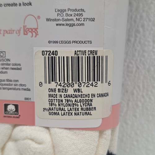Vintage Leggs Wear Active Crew Slouch Socks 2 Pack Womens Size 5-9 - Picture 8 of 15