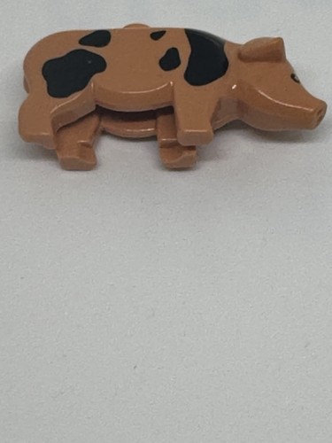 Lego animal mini figure Nougat pig with black spots and eyes with white pupils - Picture 3 of 3
