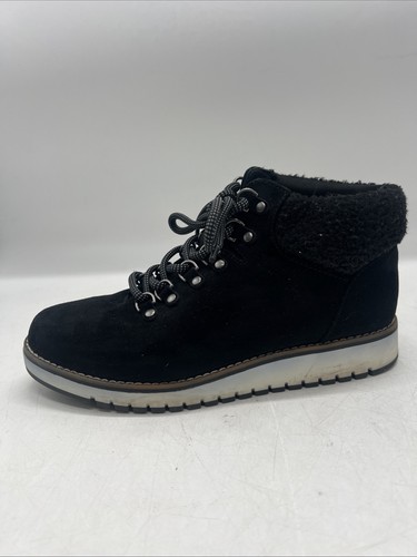 Sonoma Boots Womens 8 M Winter Ankle Booties Black Fabric Lace Up Round Toe - Picture 8 of 12